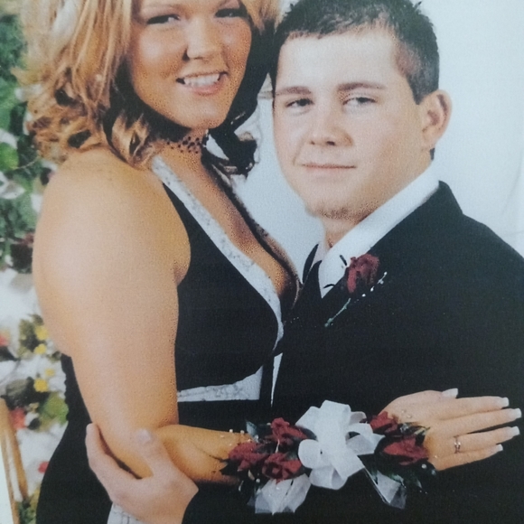 A.BYER Black & Cream Asymmetrical hem line Halter Tie Open Back  L - Picture 2 of 11